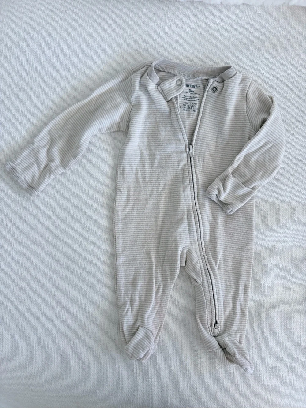 Carter's Neutral Stripe Footie Onesie Pajamas - Light Gray